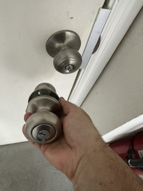New exterior door knob and deadbolt installed by KSB Locksmith in Broward County